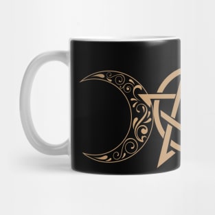 Pentacle and Moon in Tan Mug